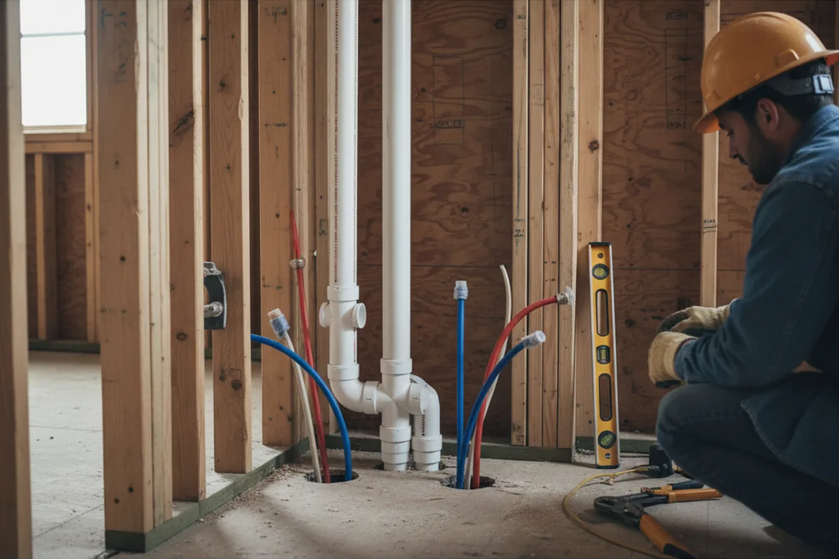 Drain and supply rough-in during Drain Cleaning in Harlan